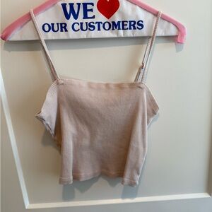 Aerie Beige/pale pink Ribbed Cropped Tank Top